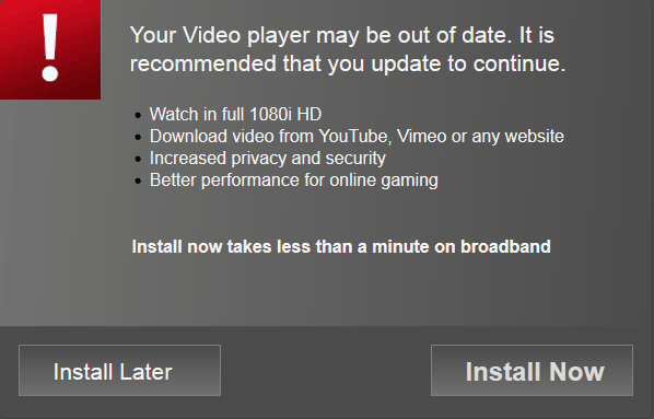 your video player may be outdated