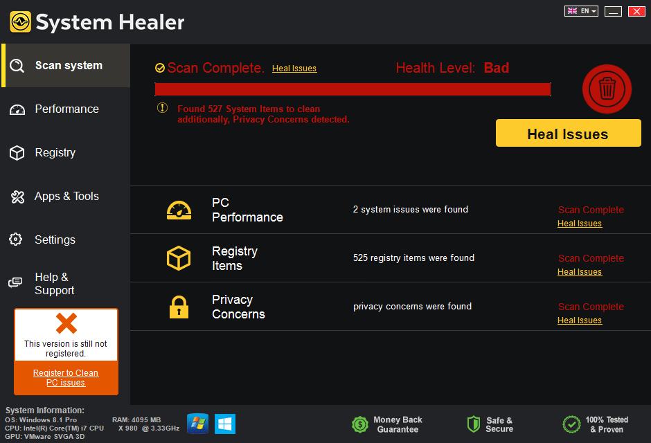 system healer scan